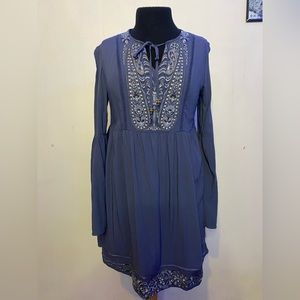 Boho Blue Embroidered Dress | Rose Knox